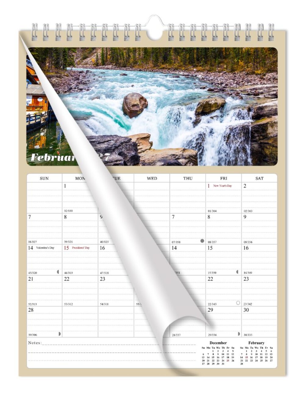 2027 Wall Calendar Spiral-bound Twin - 12 Months Planner 8.5" x 11 (Outdoors)